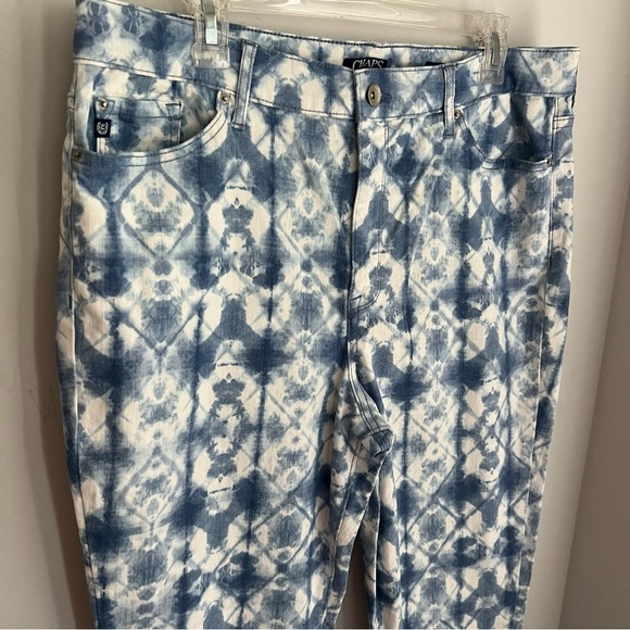 Chaps Blue & White Shibori Skinny Jeans - 16/33 - Picture 2 of 8